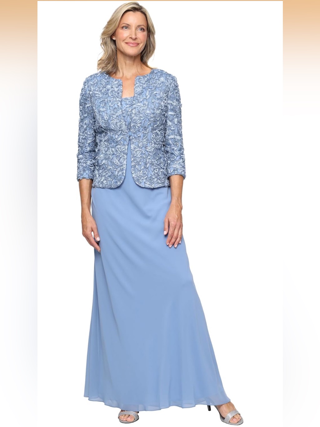 Alex Evenings Women's Two Piece Mother Of The Bride Dress. Sky Blue, Sz 14petite